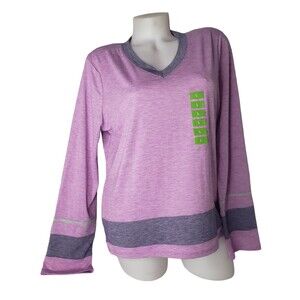 FREE 2B V Neck Purple Color Block Top Size Large NEW